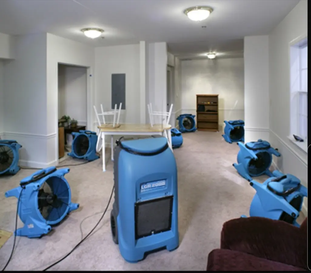 Air movers and dehumidifier setup for Water Extraction & Removal in Hyattsville